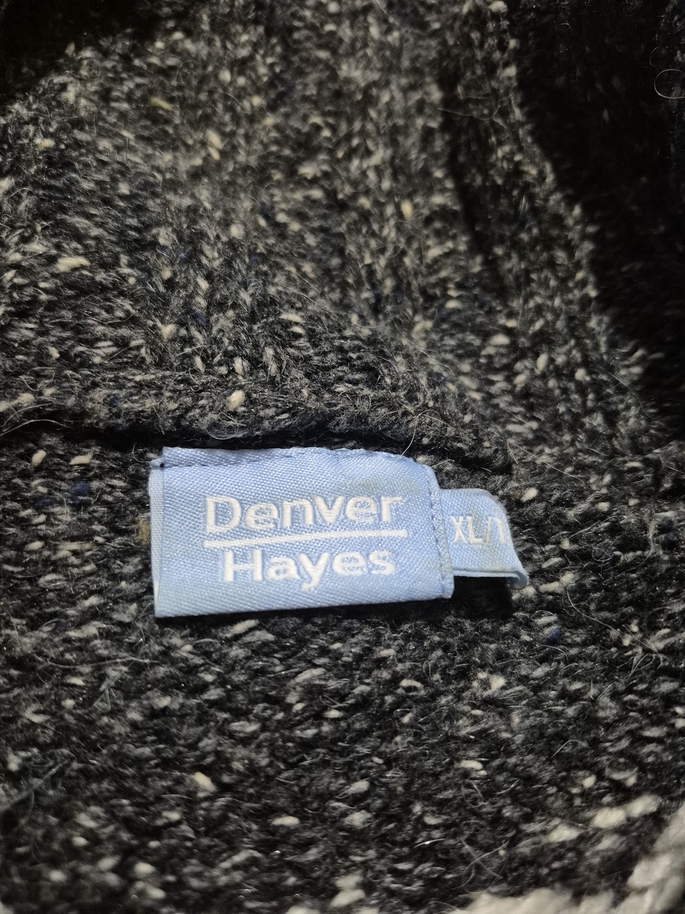 Denver Hayes Charcoal Gray Zip-Up High-Neck Fair Isle Sweater Jacket Size XL - Picture 6 of 6